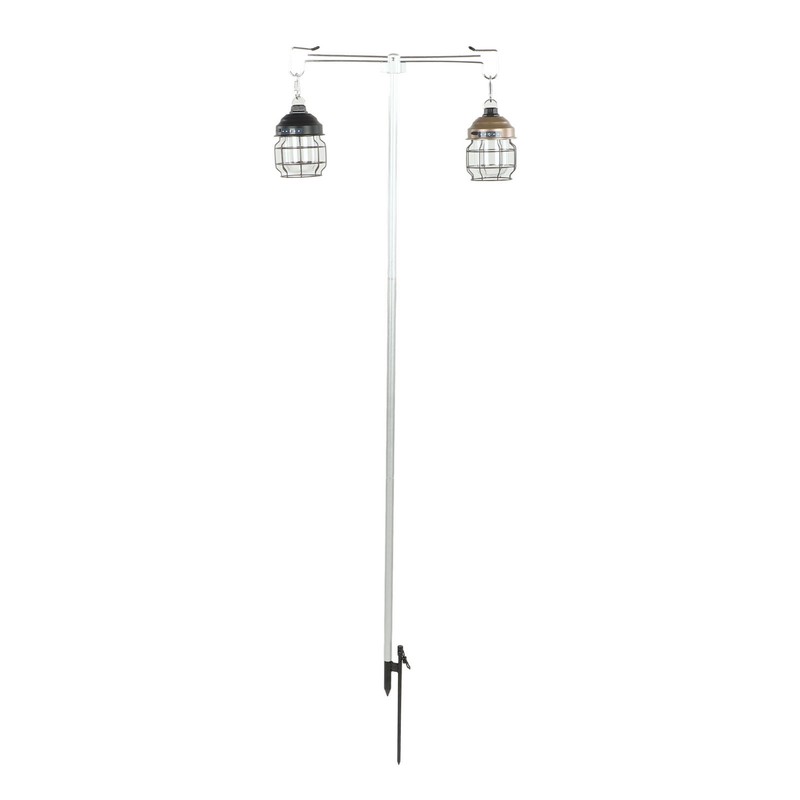 Camping Lamp Pole Retractable Double Light Hooks Retro Style Metal