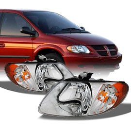AKKON - For Chrysler Town & Country OE Replacement Chrome Bezel Headlights Driver/Passenger Head Lamps Pair New