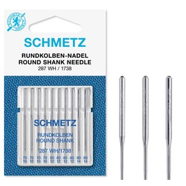 SCHMETZ Sewing machine needle 287 WH and DBx1 | 10 round piston needles for systems 287 WH, DBx1, 1738 and SY 2270 | needle thickness: 4 x 70/10 / 4 x 80/12 / 2 x 90/14