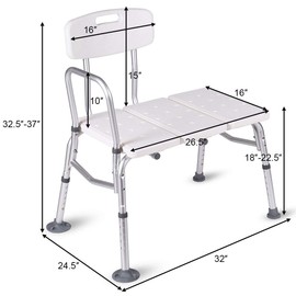 HEALTHLINE Tub Transfer Bench 400lbs - Heavy Duty Shower Transfer Bench for Bathtub - Adjustable Bariatric Shower Chair for Disabled & Seniors