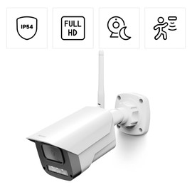 Hama WLAN Surveillance Camera for Outdoors, Outdoor Camera with Voice and App Control, Weatherproof Outdoor Camera with Motion Sensor, Night Vision, 2-Way Audio, Recording, 1080p) White