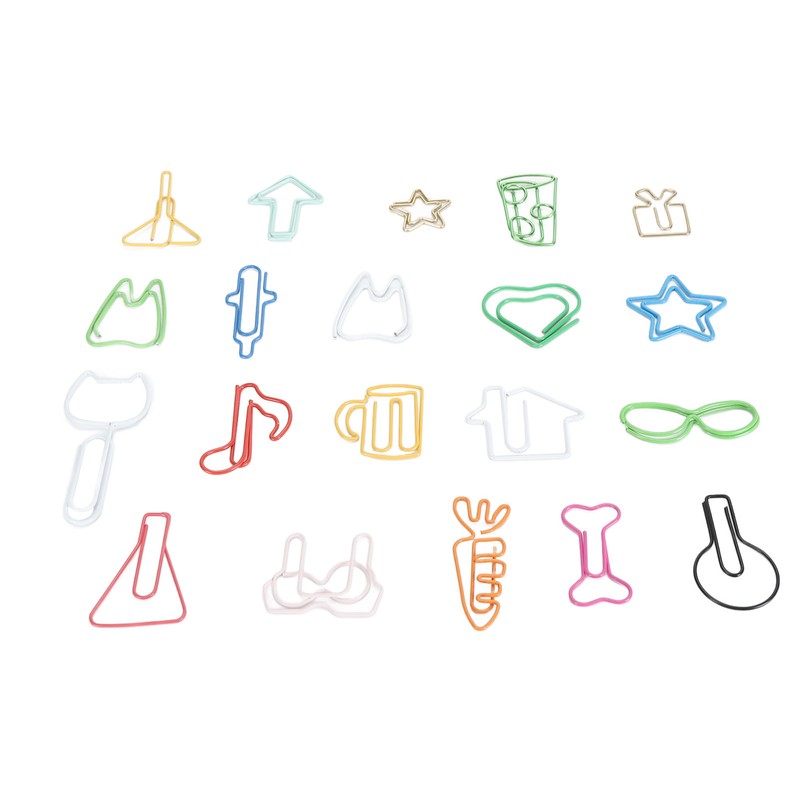 100Pcs Cute Paper Clips 20 Shapes Adorable Fun Metal Paper