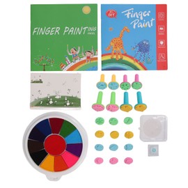 Finger Paint Kit Multi Colors Washable Funny DIY Crafts Finger Painting Kit with 20pcs Stampers Book