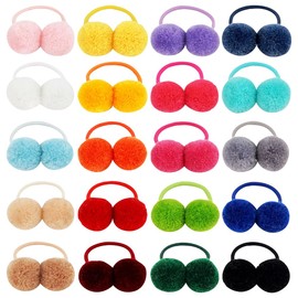 25 Pcs Pom Pom Elastic Hair Ties Small Ball Ponytail Holders Cute Girls Hair Ties Soft Baby Hair Elastics Toddler Hair Rubber Bands Candy Color Hair Accessories