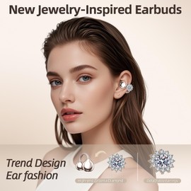 xzqioue Jewelry-Inspired Clip On Earbuds,Comfortable Fit Open Ear Clip-On Headphones,Wireless Bluetooth Ear Cuff Headphones for Women,Removable Clip Earbuds Accessories