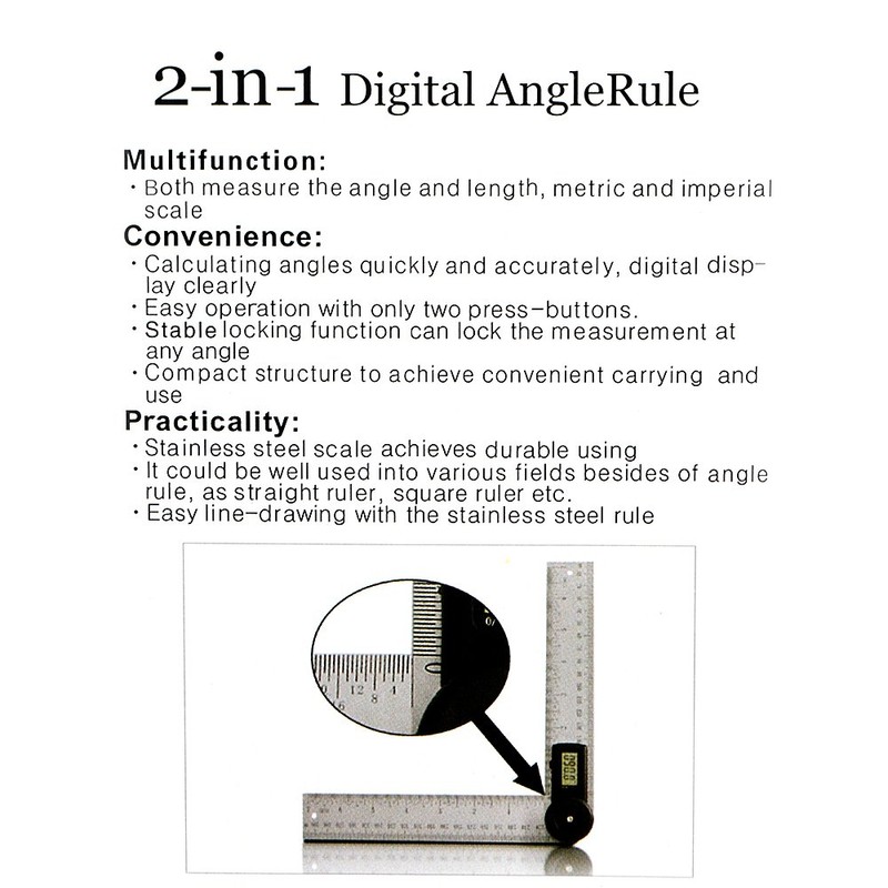 Malayas Digital Angle Finder Ruler 8 inch/200mm Digital Protractor with