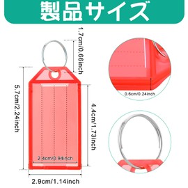 Girldate Tags Keychains, Name Tags, 64 Pcs Name Tags, Key Tags, Name Holder, Plastic ID Luggage Keyring Tags, Commercial Use, Lightweight Portable with Lined Blank Labels, 8 Colors x 8 Pcs