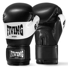 FIVING Children's Boxing Gloves, Youth Training Gloves, Boxing Bags, Taekwondo, Muay Thai, Mixed Martial Arts (Black and White, 4 oz)