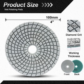 FOCSTOL Diamond Wet Polishing Pads - 6pcs 100mm Grit 800 Polishing Kit for Granite Marble Artificial Stone Quartz for Angle Grinder