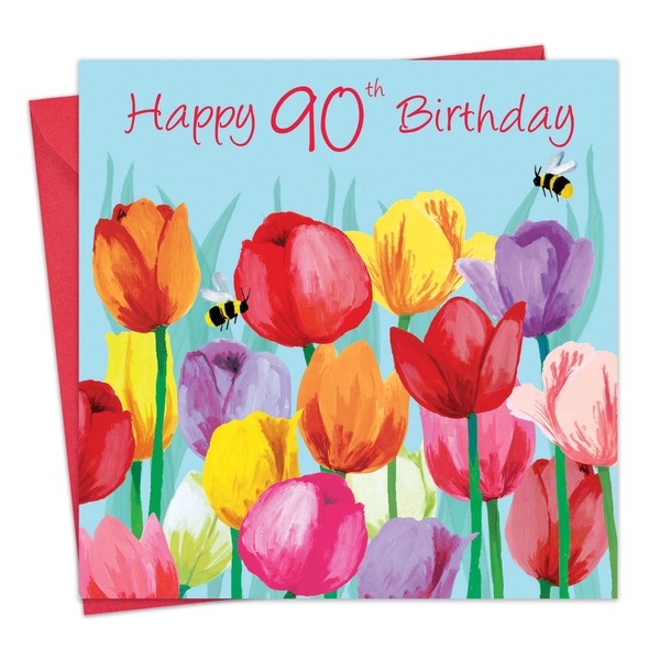 Twizler 90th Birthday Card for Women - Tulips Floral -