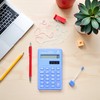 Blue Basic Standard Calculators Mini Digital Desktop Calculator, Solar Power