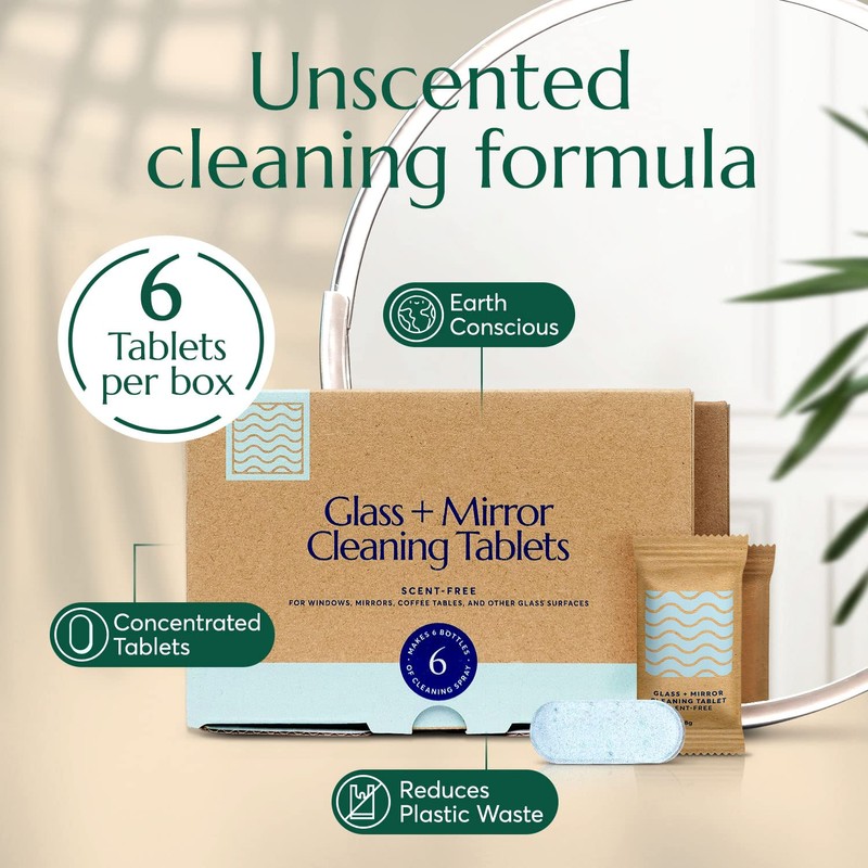 CLEANOMIC Glass and Mirror Cleaning Tablets (6 Pack) - All-Purpose