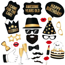 XiXiYang Birthday Party Props Set with Silly Mustaches and Decor for Photos Birthday Engagement Wedding Funny, 34 Pieces