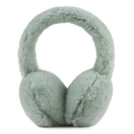 PESAAT Warm Ear muffs for Women Winter Unisex Fluffy Earmuffs Adjustable Lady Ear Warmer Faux Fur Ear Covers (Green)