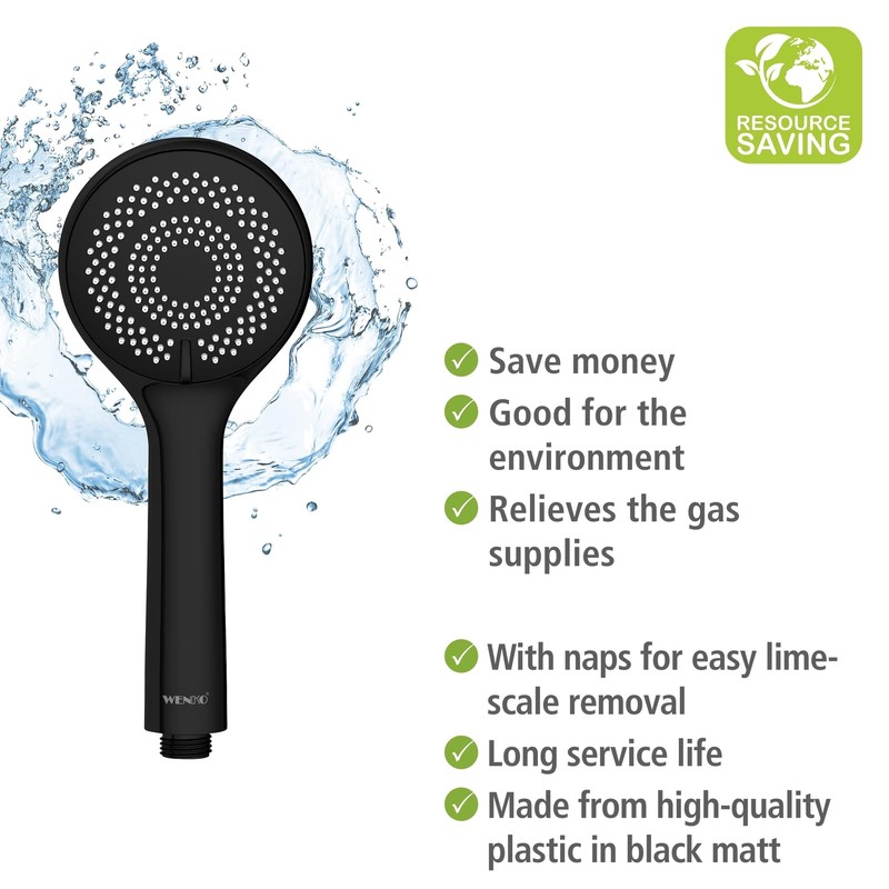 WENKO Watersaving Shower Head Matt Black