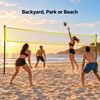 Adjustable Outdoor Volleyball Net System with Steel Poles, Ball, Pump,