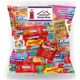 Bulk Assorted Fruit Candy - 2 Pound Variety Pack - Starburst, Skittles, Gummy Life Savers, Air Heads, Jolly Rancher, Sour Punch, Haribo Gold-Bears, WarHeads, Gummy Bears, Twizzlers by The LakeHouse
