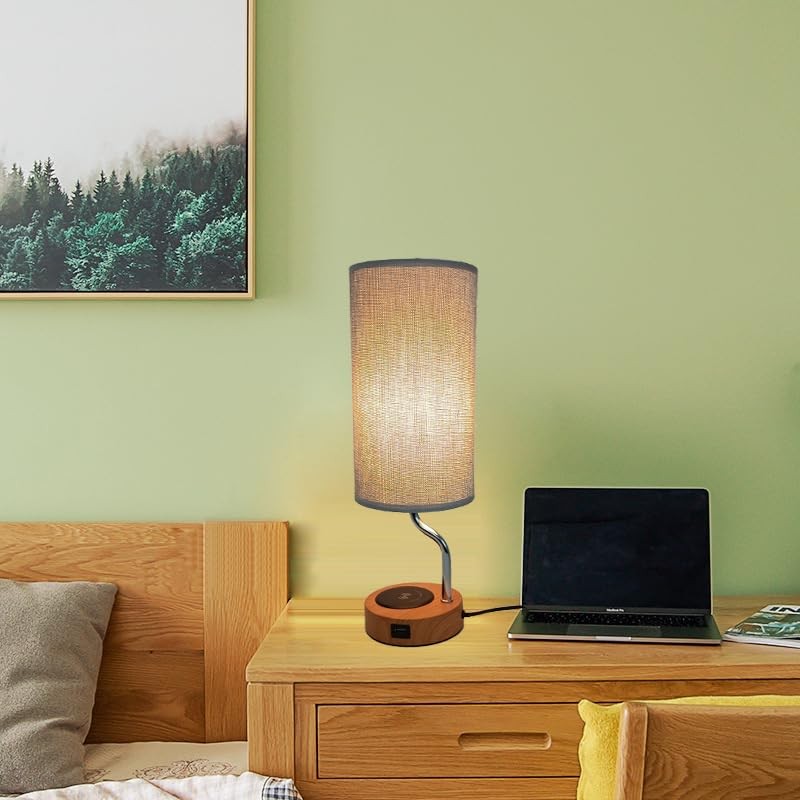 YNDD Bedside Lamp with Charging Function, Wireless Charging Table Lamp