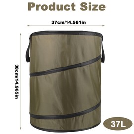 Pop Up Garden Waste Bag Oxford Cloth Collapsible Large Heavy Duty Sack With Handles For Waste Rubbish Toys Etc Garden Bag For Storage Gardening Reusable Container for Lawn Care (Green-37L)