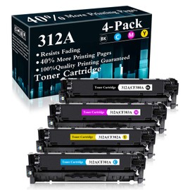4 Pack (BK/C/M/Y) 312A | CF380A CF381A CF382A CF383A Remanufactured Toner Cartridge Replacement for HP Color Laserjet Pro M476dw(CF387A) M476dn(CF386A) M476nw(CF385A) Printer,Sold by TopInk
