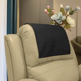 AmazeCov Premium Headrest Cover for Recliner Chair,Flame Retardant Faux Leather Headrest Protector for Furniture, Theater Seat Cover Head Protector Cover for Home & Office Sofa,16Wx27L, Ivory