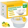 Bedside Commode Liners with Pads | 100 Commode Bags+100 Absorbent
