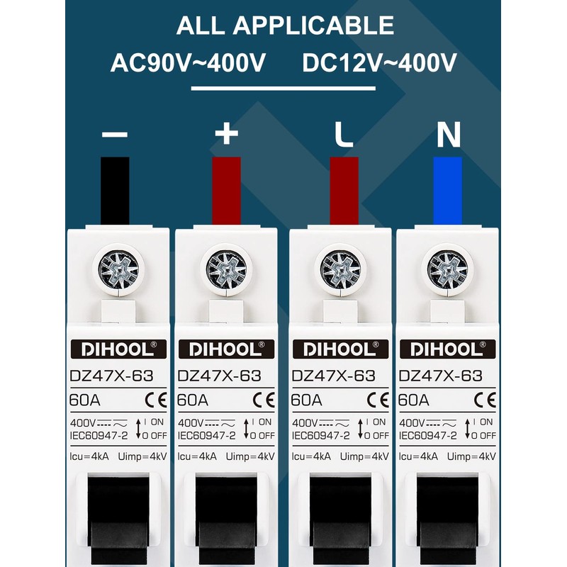 DIHOOL 60 Amp dc Circuit Breaker, 2pcs Solar Disconnect Switch