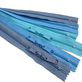 3pcs YKK #4.5 30" Nylon Coil Long Pull Two-Way Head-to-Head Sliders (Double Pull) Bag Zipper 3 Colors Assorted - Your Choice of Color - Made in The United States (Blue Grey 280-298-547)