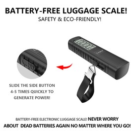 Longang Portable Handheld Luggage Scale, NO Battery Needed, 110lbs/50kg Digital Hanging Scale for Luggages, Suitcases, Backpacks & Bags, Easy Weighing for Travel (Black)