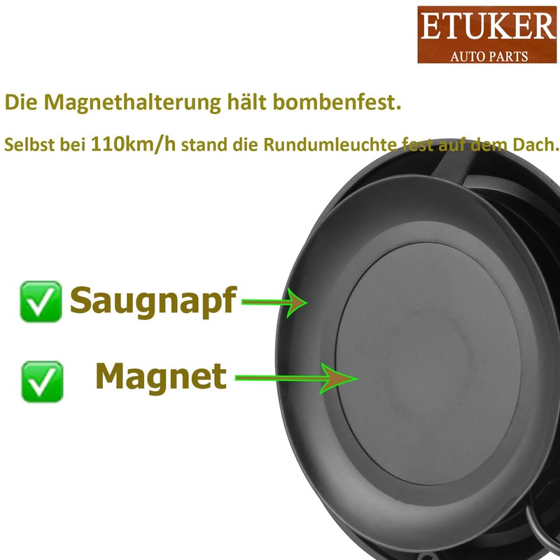 ETUKER 12 V 24 V Orange Rotating Light Magnetic Flash