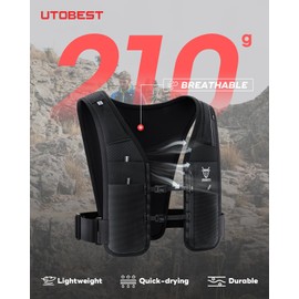 UTOBEST Running Vest for Women Men, Reflective Hydration Vest,5L Phone Holder with Adjustable Belt & Ample Storage Black only Vest ML