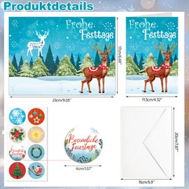 DPKOW 16 Christmas Cards with Envelope Stickers, Merry Christmas Cards Set, Greeting Cards, Christmas Folding Cards, Blank, Nativity Scene, Christmas Card, Sayings, Christmas Postcards, Elegant