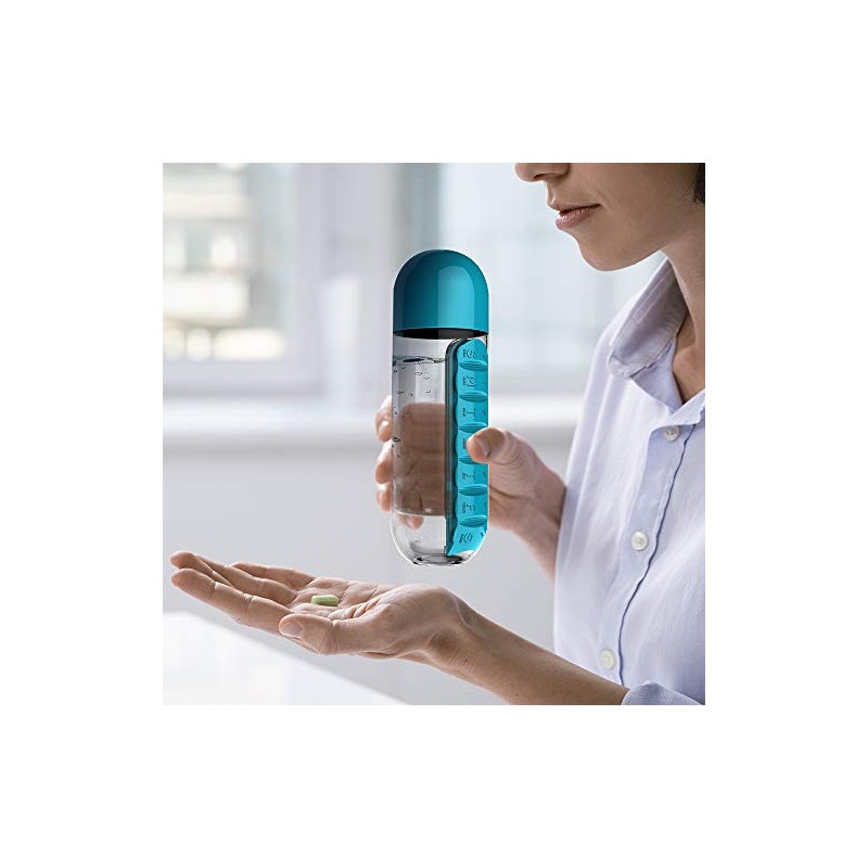 Asobu Daily Pill Box Organizer with 20 oz Water Bottle