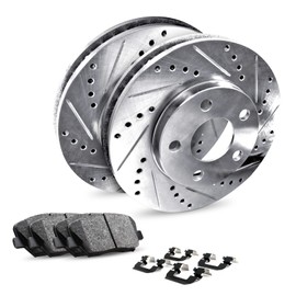 R1 Concepts Rear Brakes and Rotors Kit |Rear Brake Pads| Brake Rotors and Pads| Ceramic Brake Pads and Rotors |Hardware Kit |fits 2013-2020 Ford Escape, Fusion, Lincoln MKC, MKZ