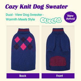OUOBOB XXXXXL Boy Dog Sweater, Dog Sweaters For Extra Large Dogs Boy, Winter Warm Pullover, Turtleneck Knit Dog Christmas Sweater with Sleeves, Soft Stretchy Knitwear for Cold Weather, Holidays - Blue