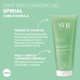 SVR SPIRIAL All-over 24hr Deodorising Wash-Off Cleansing Gel, Aluminium Salts-Free, 200ml
