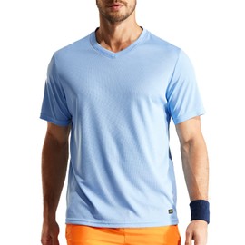 MIER Men's Quick Dry Workout Shirts Athletic Short Sleeve Moisture Wicking T-Shirts Polyester Top Tee Performance Shirts Blue, XXL