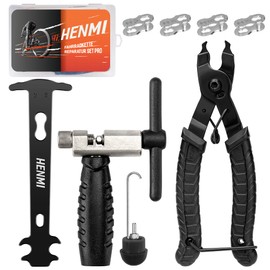 HENMI Chain Riveter Bicycle, Chain Pliers, Chain Gauge and 4 Pairs Chain Lock Bicycle Chain Repair Kit Pro for 6-12 Speed Bicycle Chain Tool
