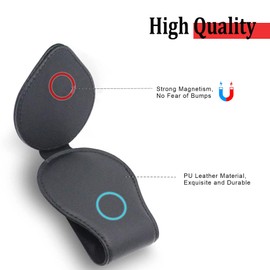 ABSWER Sunglasses Holders for Car Visor Compatible with Dodge Charger Challenger Durango Car Accessories Magnetic Leather Glasses Eyeglass Clip Car Visor Accessories (//)