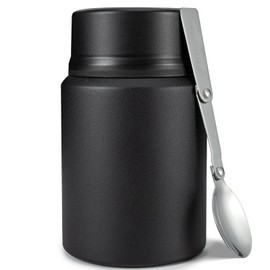 Charcy 17oz Thermo for Hot Food, Soup Thermo Food Container for Lunch Box with Folding Spoon ZB - Black