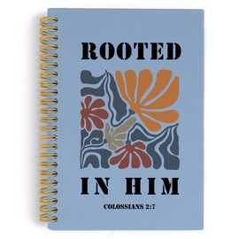 YLZlhb Boho Floral Christian Spiral Notebook Journal, Abstract Floral Bible Notebooks for Note Taking, Christian Gifts for Women, Rooted in Him Bible Journaling Hardcover Spiral Journal 5.5x8.3 Inches
