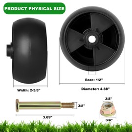 2 Pack 734-04155 Lawn Mower deck wheel and bolt kit replaces for MTD RZT42 Cub Cadet XT1-LT46,troy bilt 938-3056,734-04579,Toro 112-0677,Craftman LT1040,LT1045 Tractors