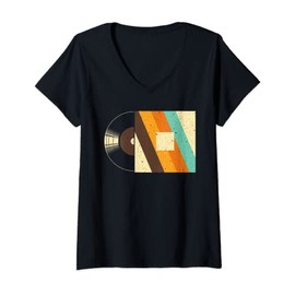 Womens Cool Vinyl Record For Men Women Record Lover Jazz Turntable V-Neck T-Shirt