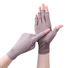 Euyqs Fingerless Gloves, Women's Gloves, Summer, Sunscreen, Smartphone Compatible, Cotton, Driving Gloves, #2 purple