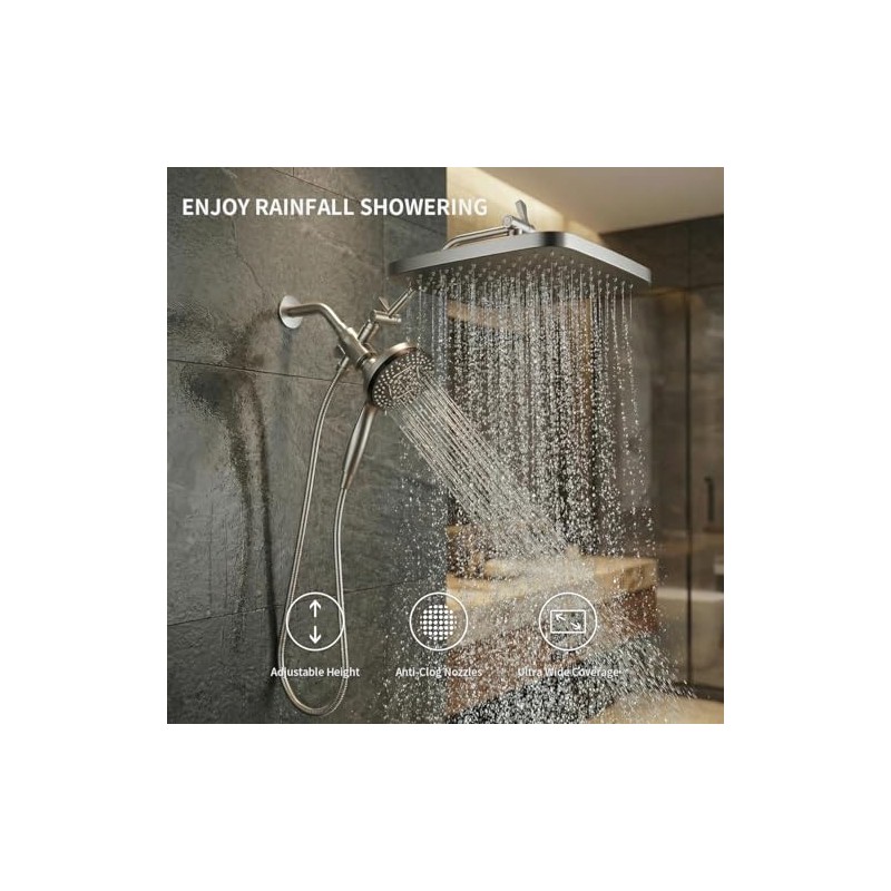 High Pressure Shower Head with Handheld, Upgrade Rain Shower Heads