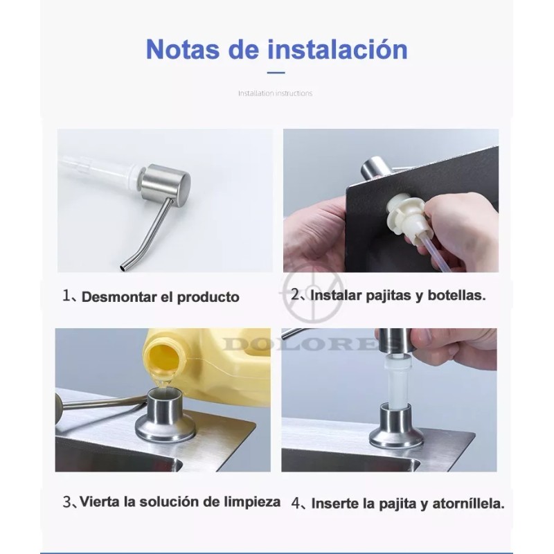 Dolores Dispensador Jabon Universa Para Fregadero Cocina Acero Inoxi