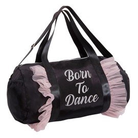 Born to Dance Barrel Bag Girls Gym Holdall Duffle School Large Sports Gym Dance Bag with Shoulder Straps and Carry Handles