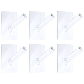 Jetec 6 Pieces Wall Mounted Hat Hooks Acrylic Hooks Coat Hooks Clear Hat Rack Robe Hook Adhesive Hooks for Bathroom Kitchen Hat Clothes Towels and More (Clear)