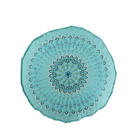 Levtex Home Mirage Teal Embroidered Round Pillow, Medalion, 100% Cotton, Teal