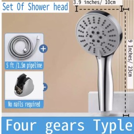 The Perfect Part High Pressure Shower Head 4 Settings Handheld Shower Heads Spray With 5 FT Hose